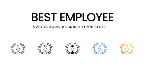 Best Employee Icon Design in Five style with Editable Stroke. Line, Solid, Flat Line, Duo Tone Color, and Color Gradient Line. Suitable for Web Page, Mobile App, UI, UX and GUI design.