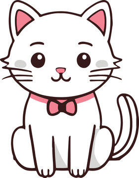 Funny cat and adorable kitten character vector design with flat color in white background suitable for sticker, cartoon and print design.