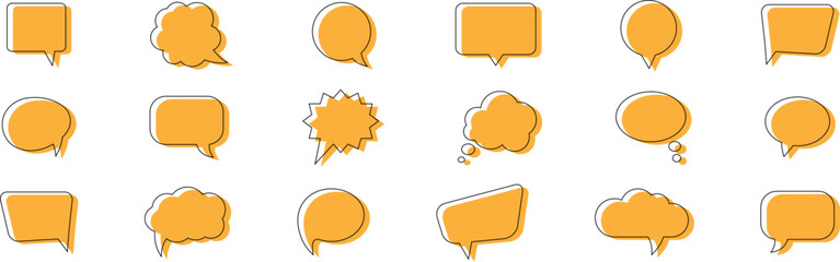 Speech Bubble set. Talk bubble. Cloud speech bubbles collection.Set of flat colorful bubble speech vector. Banners, price tags, stickers, posters, badges.. Vector illustration