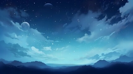 night sky background with moon and blue sky. nature background generated in ai