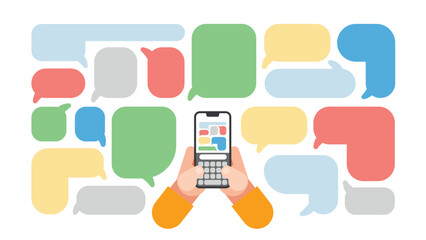 Use your smart phone to open the app to chat.Chat bubbles.Chat with friends. Chat to contact business people