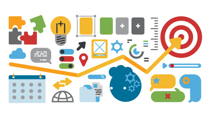 Flat design banner of development process, from idea to realization.