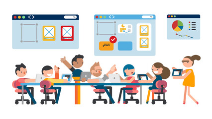 Group Of Young Business People Working Together Sit At Office Desk Co working Mix Race Creative Workers Team