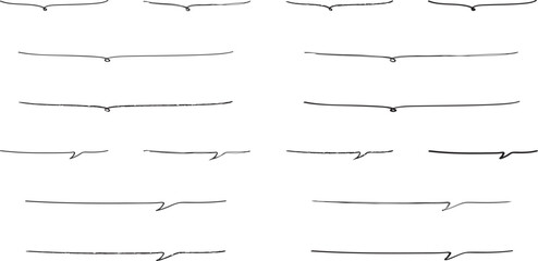 かわいい手書きの下線ふきだしセット　黒　白黒 Hand Drawn Speech Bubble Images black