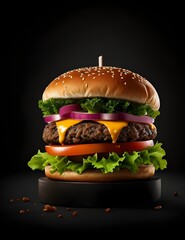 hamburger on black TASTE A.I GENERATIVE