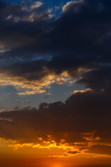 sunset sky with dark clouds
