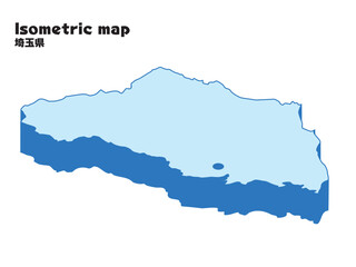 アイソメトリック、立体的な埼玉県の地図、県庁所在地、都道府県単位の地図のイラスト