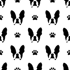 French bulldog seamless vector pattern