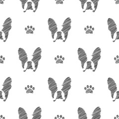 French bulldog scribble seamless vector pattern