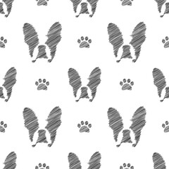 French bulldog scribble seamless vector pattern