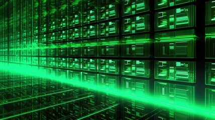 data storage server on green background, Generative AI