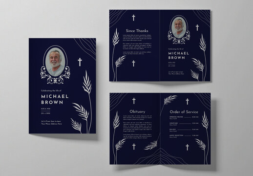 Funeral Card With Black Theme Layout