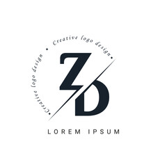 ZD Letter Logo Design with a Creative Cut. Creative logo design - obrazy, fototapety, plakaty