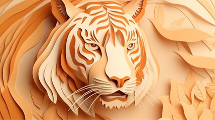 Tiger made of paper art