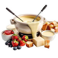a fondue with goodies - obrazy, fototapety, plakaty
