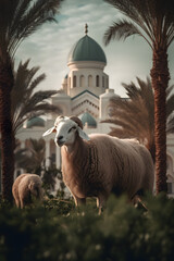 Eid al Adha Mubarak Islamic festival social media banner and Eid Mubarak Post Template, isolated background	