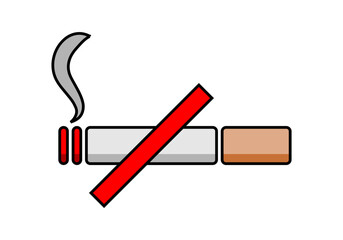 Cigarette stop quit smoking in red prohibition sign flat vector icon design.