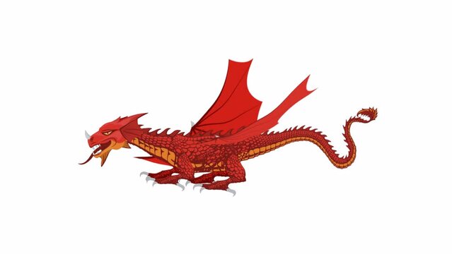 Dragon. Dragon flight animation, alpha channel enabled. Cartoon