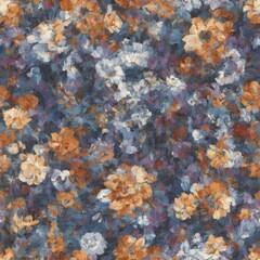 Naklejka na ściany i meble Flowers abstract illustration, seamless pattern. Created by a stable diffusion neural network.