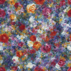 Obraz na płótnie Canvas Flowers abstract illustration, seamless pattern. Created by a stable diffusion neural network.