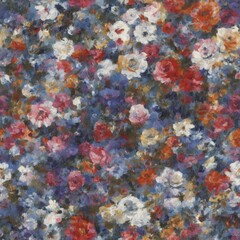 Naklejka na ściany i meble Flowers abstract illustration, seamless pattern. Created by a stable diffusion neural network.