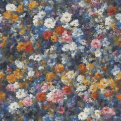 Fototapeta na wymiar Flowers abstract illustration, seamless pattern. Created by a stable diffusion neural network.