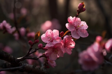 Fototapeta na wymiar pink flower with blurred background. Generative Ai
