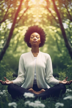 Woman Meditating in Nature 