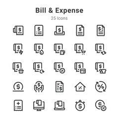 Bill and expense icons collection