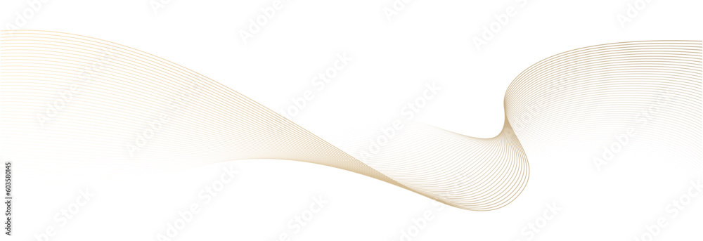 Poster Abstract vector wavy lines flowing smooth curve gold gradient color on transparent background in concept of luxury, technology, science, music, modern.