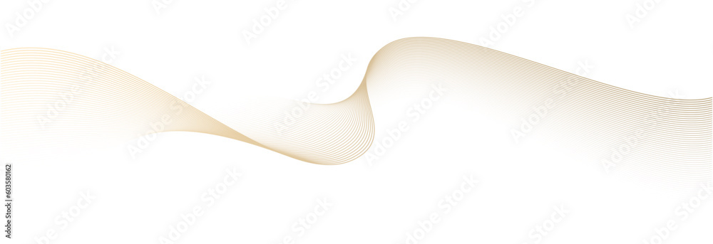 Aufkleber Abstract vector wavy lines flowing smooth curve gold gradient color on transparent background in concept of luxury, technology, science, music, modern.