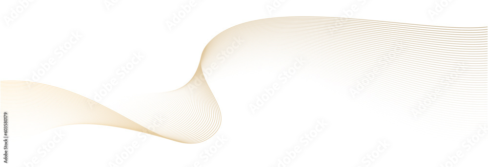 Leinwandbilder Abstract vector wavy lines flowing smooth curve gold gradient color on transparent background in concept of luxury, technology, science, music, modern.