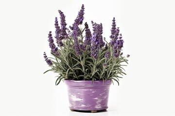 Naklejka na ściany i meble Beautiful Purple Flower Plant in Isolation on a White Background. Generative AI illustrations.