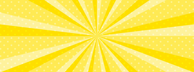 かわいいポップなドットの集中線　横　横長 　ワイド