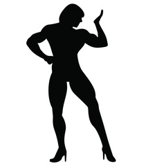Silhouette of female bodybuilder