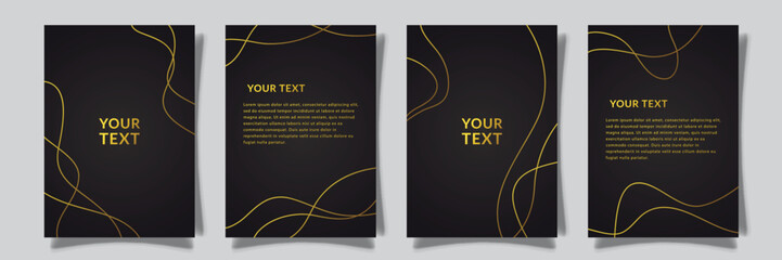 abstract golden striped style cover set collection with black background vector