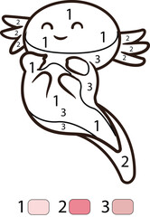Axolot Color By Number Coloring Pages