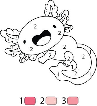 Axolot Color By Number Coloring Pages