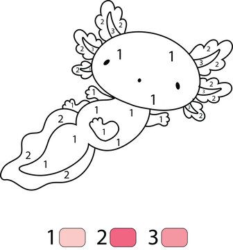 Axolot Color By Number Coloring Pages