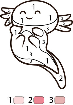 Axolot Color By Number Coloring Pages