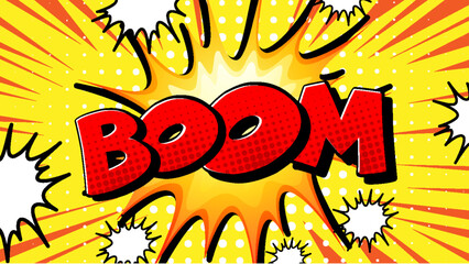Boom retro comic speech bubble and effect in pop art style