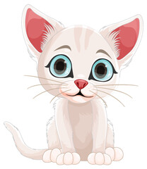 Cute White Kitten in Sitting Pose
