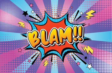 Fototapeta premium Blam retro comic speech bubble and effect in pop art style