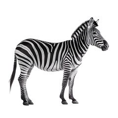 Side view of animal zebra standing on a transparent background, Generative ai