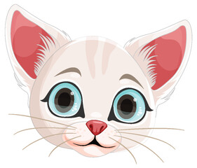 Cute Kitten Head in Cartoon Style