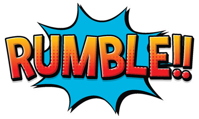 Rumble retro comic speech bubble and effect in pop art style