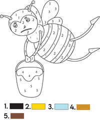 Fototapeta premium Bee Color By Number Coloring Pages