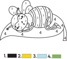 Bee Color By Number Coloring Pages