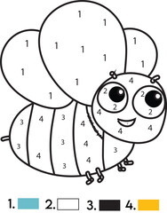 Bee Color By Number Coloring Pages
