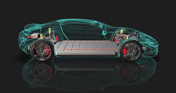 Intelligent Start Stop Technology. Electric Cars and Advanced Engine Technology. 4K 3D Concept Animation.